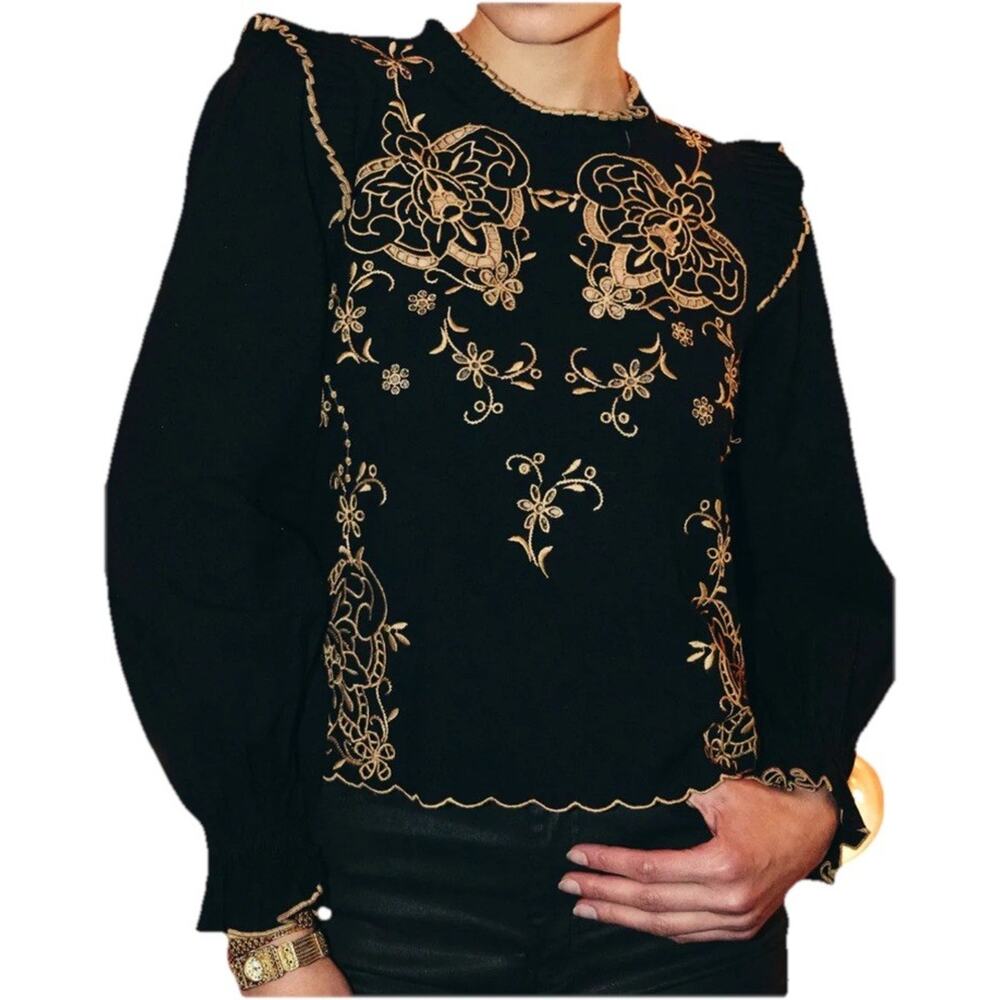Love the Label Bernice Top in Oleander Black Size XS